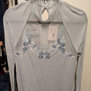 Free people Saheli embroidered long sleeve top